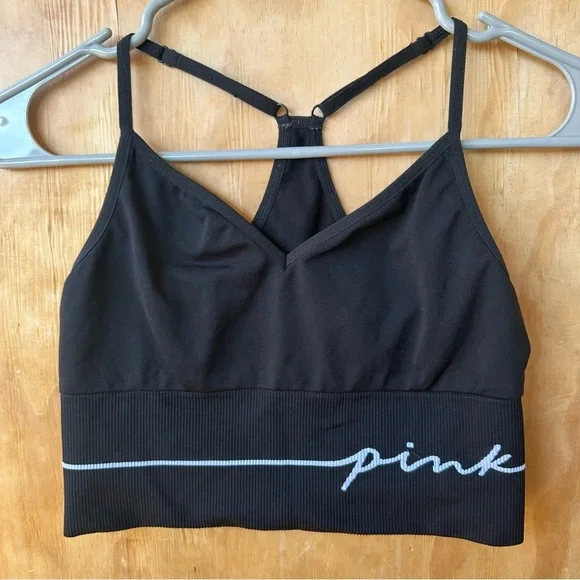 Pink Activewear Black Racerback Ribbed black crop tank - Picture 5 of 5